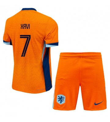 Netherlands Xavi Simons #7 Replica Home Stadium Kit for Kids Euro 2024 Short Sleeve (+ pants)